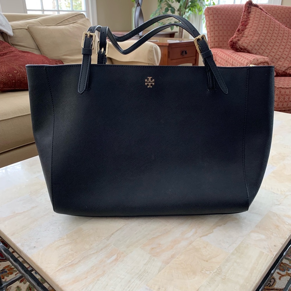 Tory Burch York Buckle Black Tote Bag